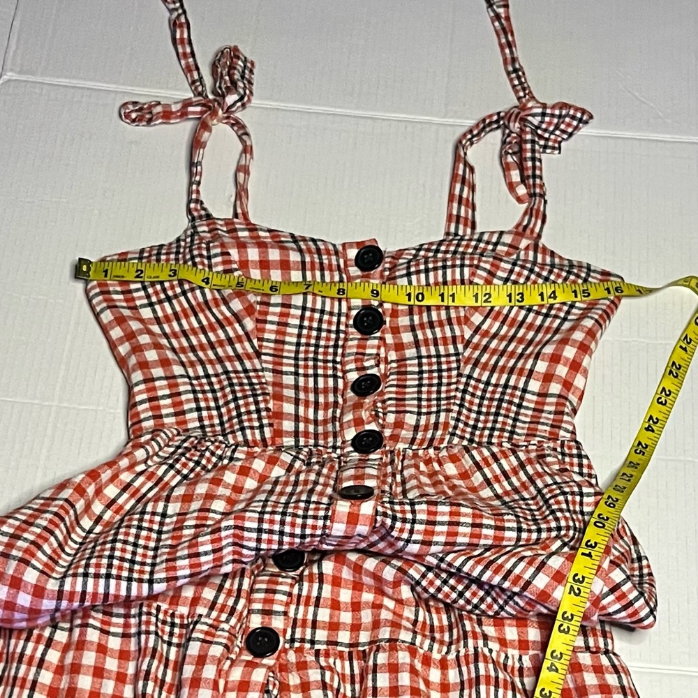 UO Plaid Positano Linen Apron Midi Dress - Picture 12 of 14
